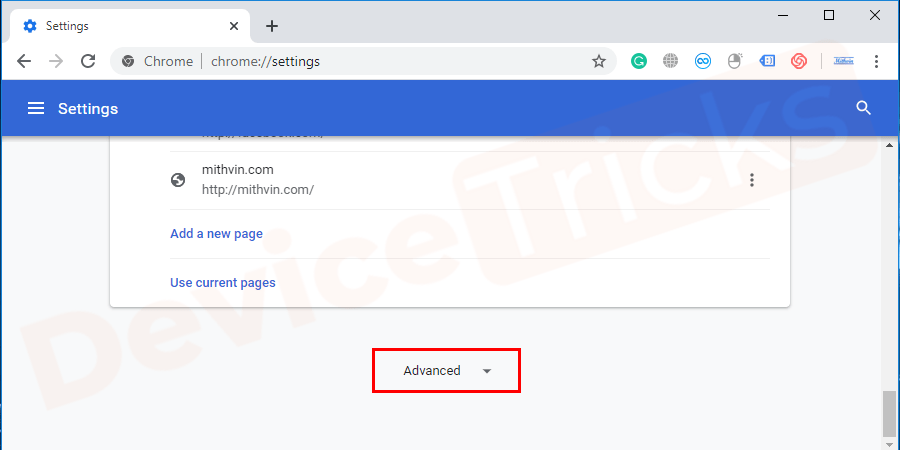 How to Fix ERR_CONNECTION_RESET in Chrome? On the settings window, scroll down to expands advanced settings present at the bottom of the window.